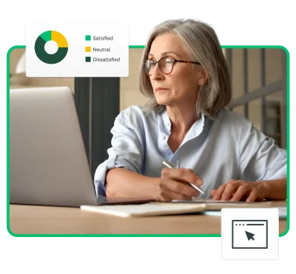 Woman reviewing candidate experience survey results
