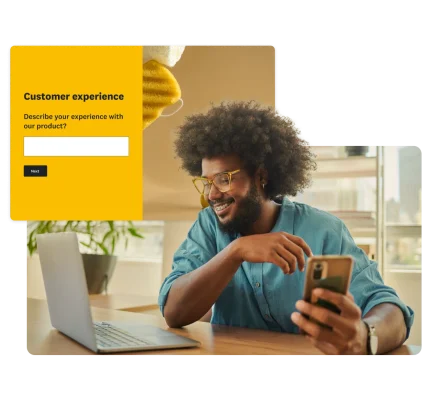 Man taking a customer experience product test survey on a phone