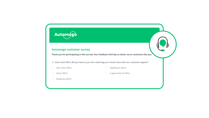 Customer experience score survey box for company Automago