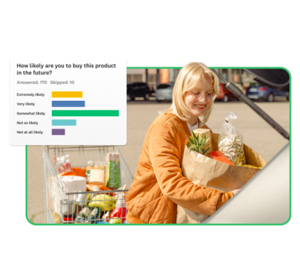 Example of a customer behavior analysis survey question: How likely are you to buy this product in the future?