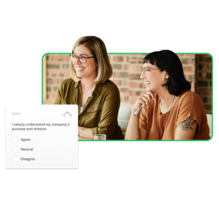 two women working on survey