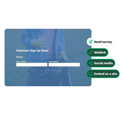 Volunteer sign-up form with first and last name fields