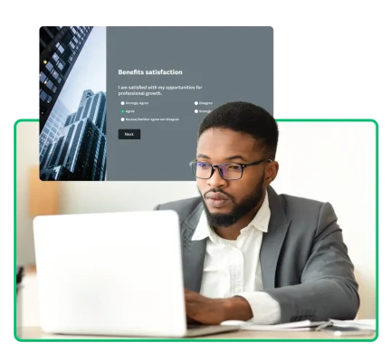 A man reviews an employee engagement survey