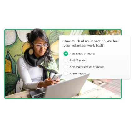 woman working on non-profit survey