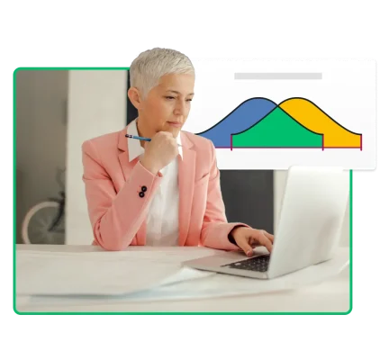 woman working on t test charts