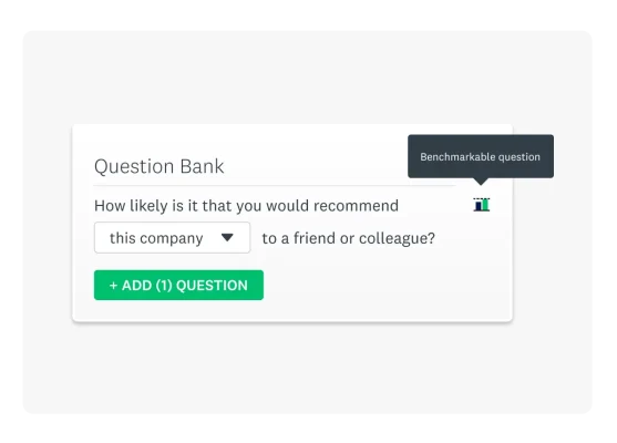 Product screenshot of a question bank survey question.