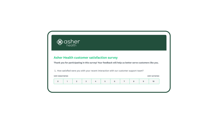 CSAT survey to rate satisfaction with a customer support team