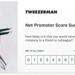 Tweezerman survey showing an NPS question: How likely is it that you would recommend our company?