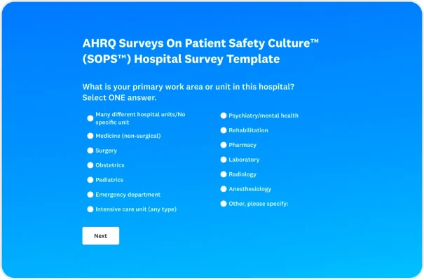 AHRQ Surveys On Patient Safety Culture™ (SOPS™) Hospital Survey Template