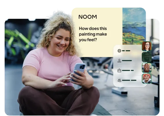 Noom Mindful Art Break survey asking How does this painting make you feel? with a SurveyMonkey audience panel
