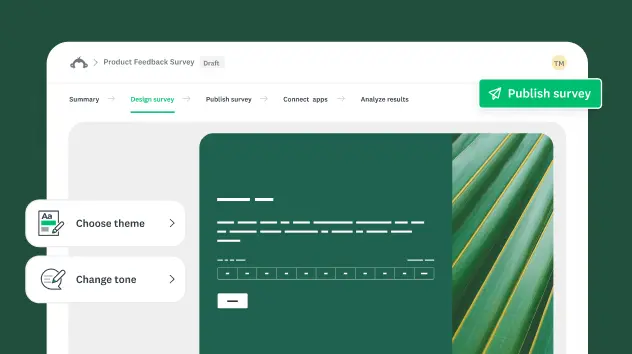 Screenshot of survey creation workflow in SurveyMonkey
