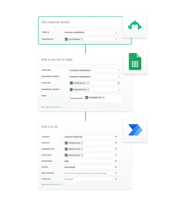 Product screenshots of SurveyMonkey integrating with other applications
