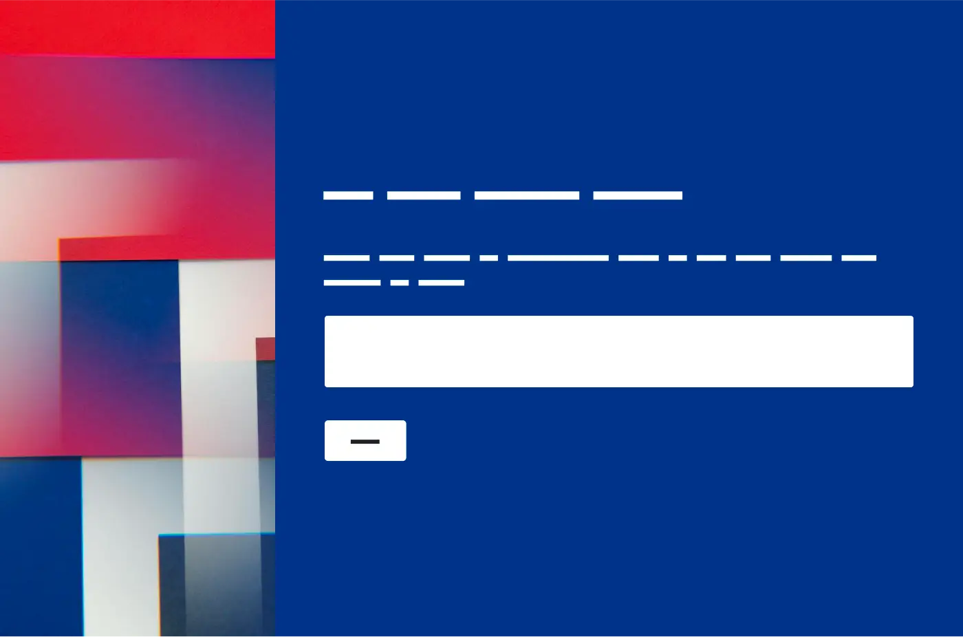 Abstract red, blue and white rectangles next to a survey question