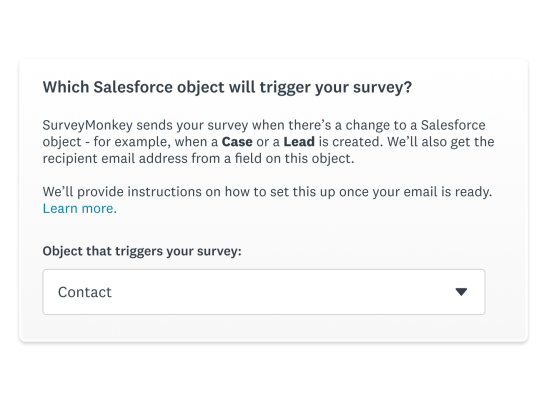 Choosing how to trigger an email using Salesforce and SurveyMonkey 