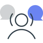 Person with two chat bubbles icon