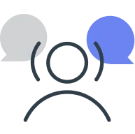 Person with chat bubble icon