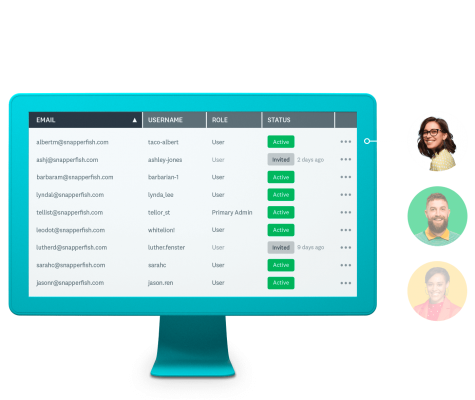 Computer with a list of people's emails