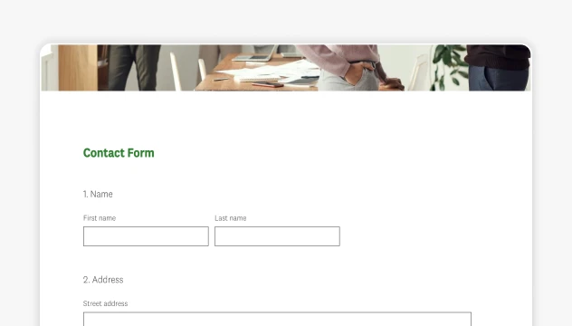 Screenshot of SurveyMonkey contact form template