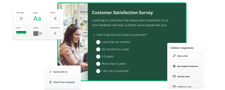Screenshot of customer satisfaction survey being created in SurveyMonkey