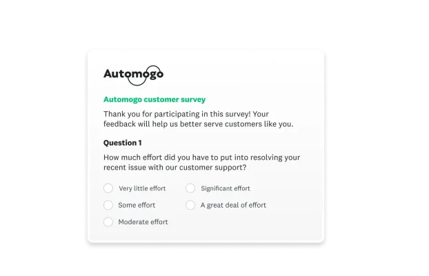 Survey question asking about how much effort was required to resolve issue