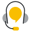 Yellow and black icon of a headset