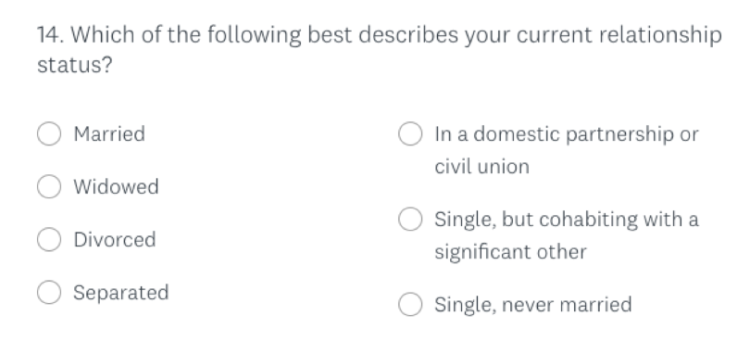 demographics close ended question