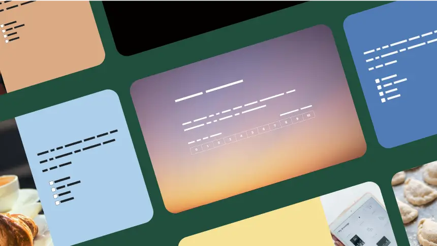 A grid of images showing different survey and form templates.