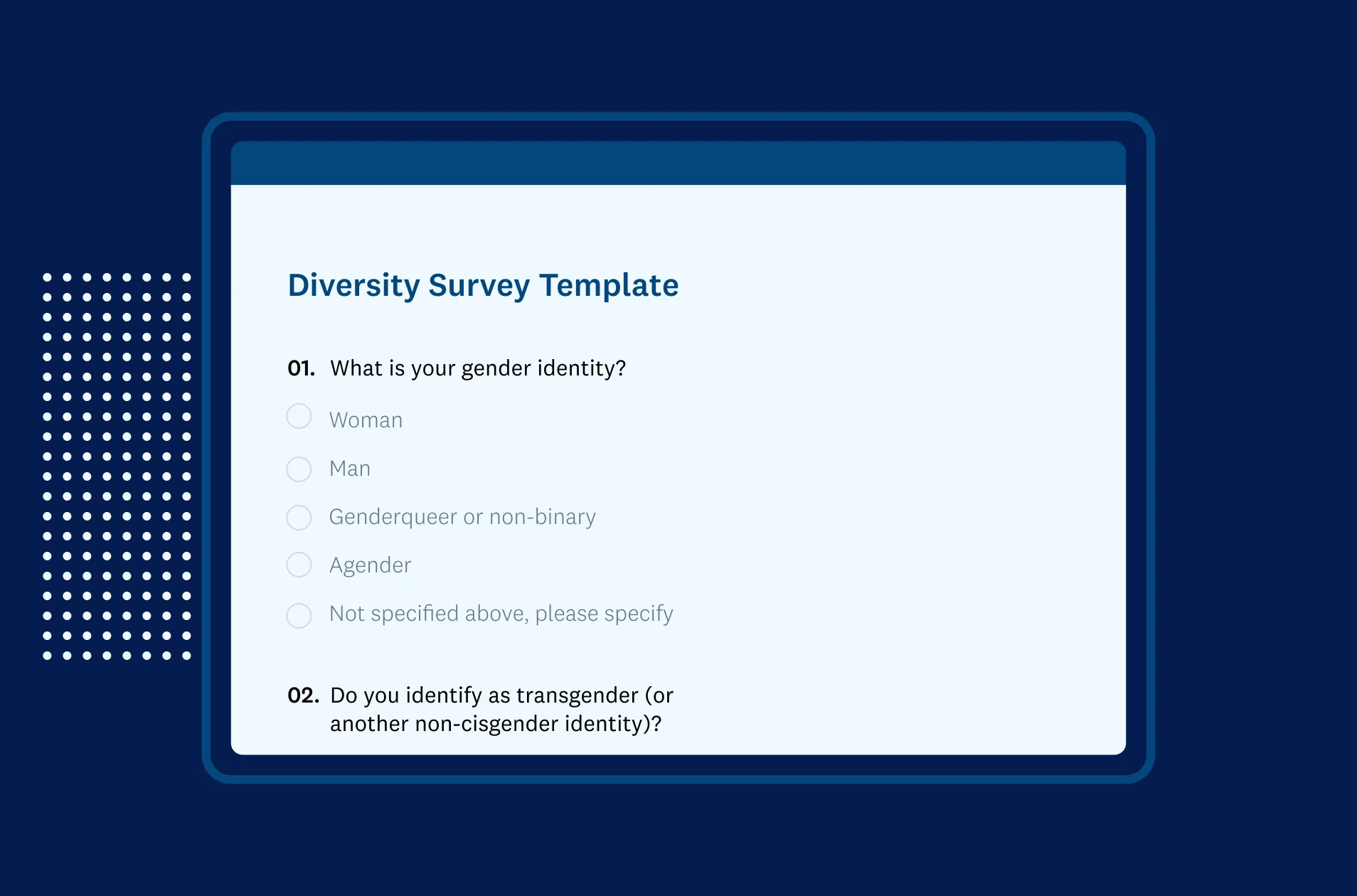 Screenshot of SurveyMonkey diversity  survey template