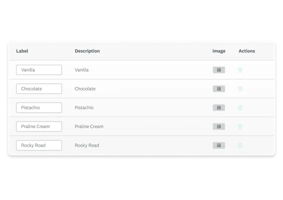 Screenshot of SurveyMonkey MaxDiff study setup, comparing different ice cream flavors
