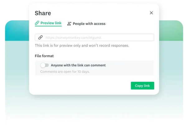 Preview link functionality that allows ability to add comments directly