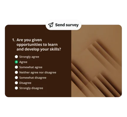 Survey question box, asking "Are you given opportunities to learn and develop your skills?"