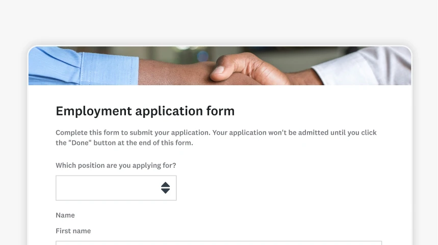 Screenshot of SurveyMonkey employment application form template