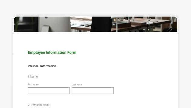 Screenshot of SurveyMonkey employment form template