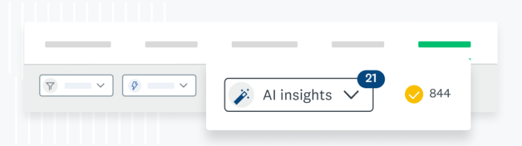 Screenshot of SurveyMonkey in-product with AI insights dropdown highlighted