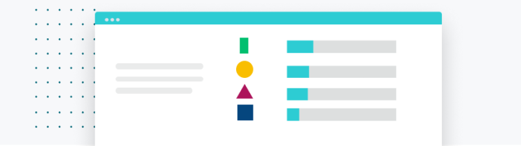 Schermata con 4 icone di diverse forme e barre di avanzamento accanto a ciascuna di esse
