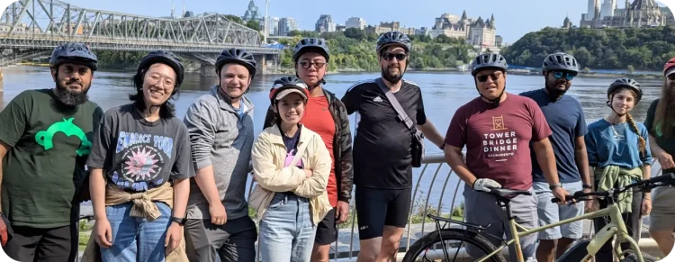 Group of SurveyMonkey employees riding their bikes together