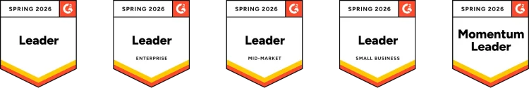 G2 badges for Spring 2026, stating that SurveyMonkey is a leader in Enterprise, Mid-Market, Small Business, and Momentum Leader