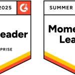 G2 badges for summer 2025 for Enterprise Grid Leader and Momentum Leader