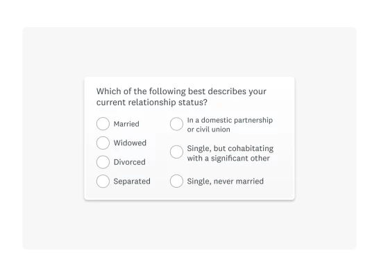 Demographic survey question example