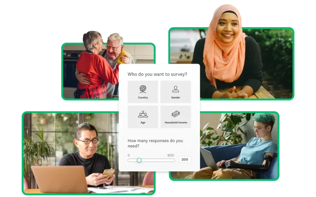 Screenshot of Audience Panel demographic selection, surrounded by images of various people