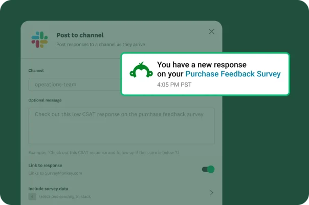 Alert saying that you have a new response on your purchase feedback survey