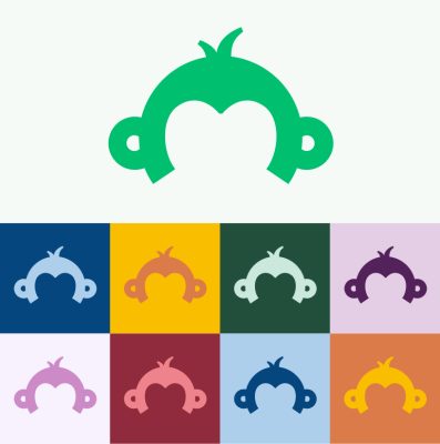Logo SurveyMonkey Goldie in vari colori su sfondi diversi