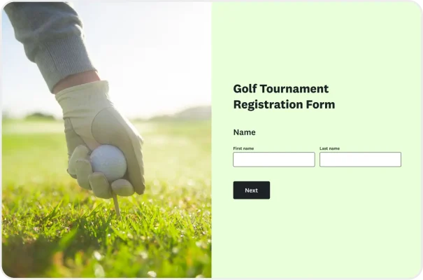 Golf Tournament Registration Form Template