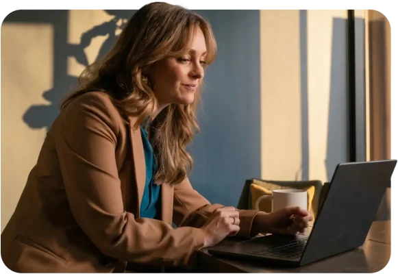 Woman working on a laptop