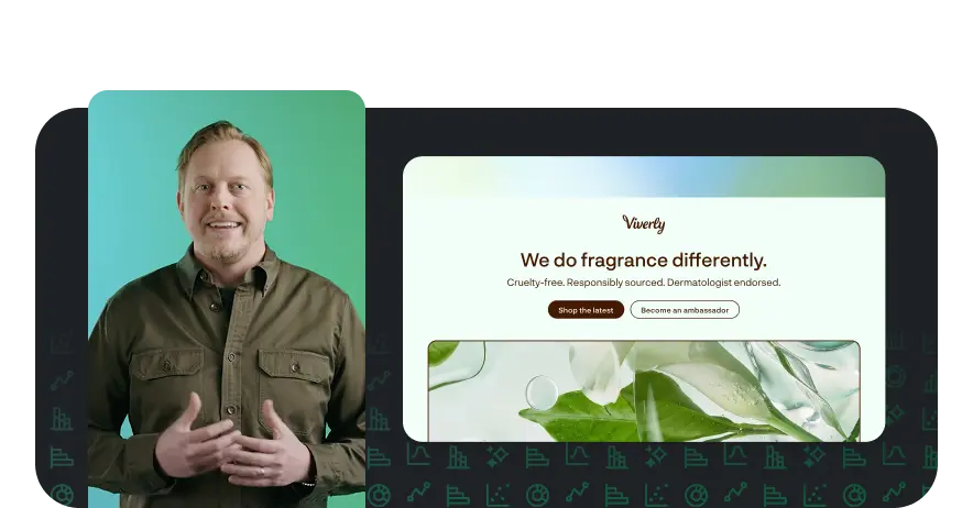 Man giving a presentation next to screenshot of a survey