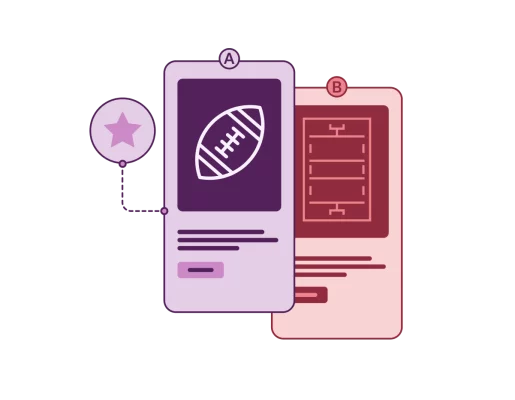 Icons of football, football field, and star