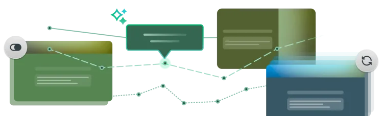 Four surveys connected together by a line