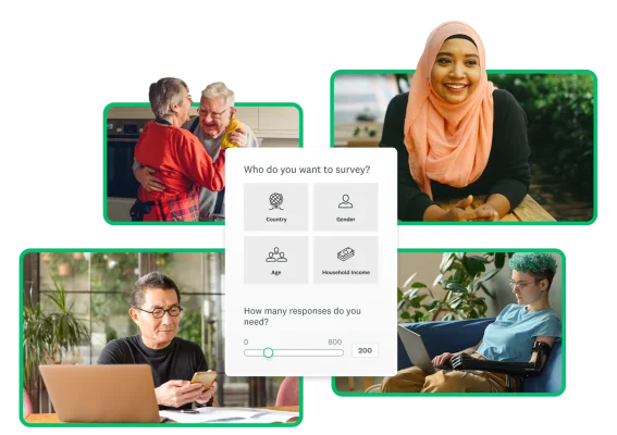 Screenshot of Audience Panel demographic selection, surrounded by images of various people