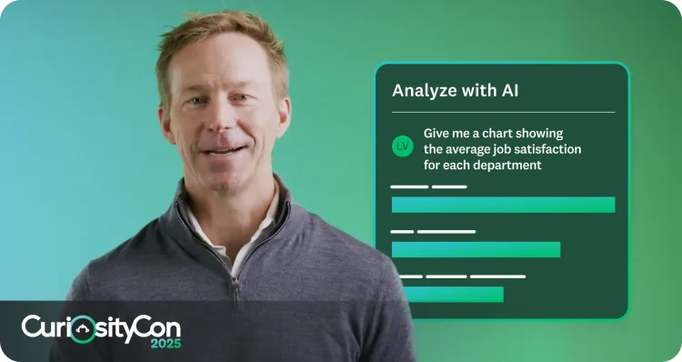 CEO Eric Johnson talking, next to an Analyze with AI modal