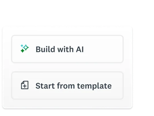 Build with AI and Start from template buttons